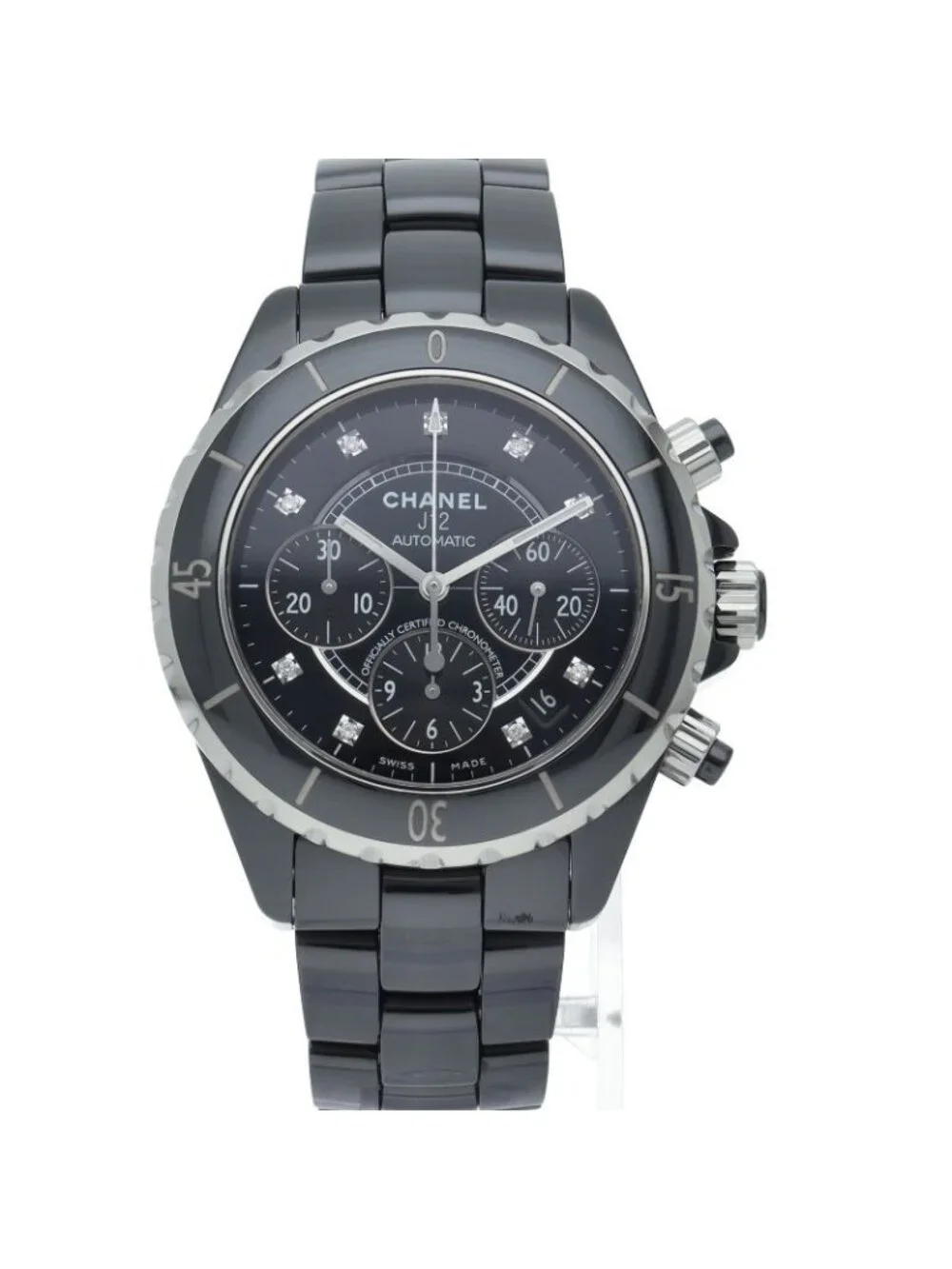 Chanel Watch 41 Chronograph Diamond Ceramic Black